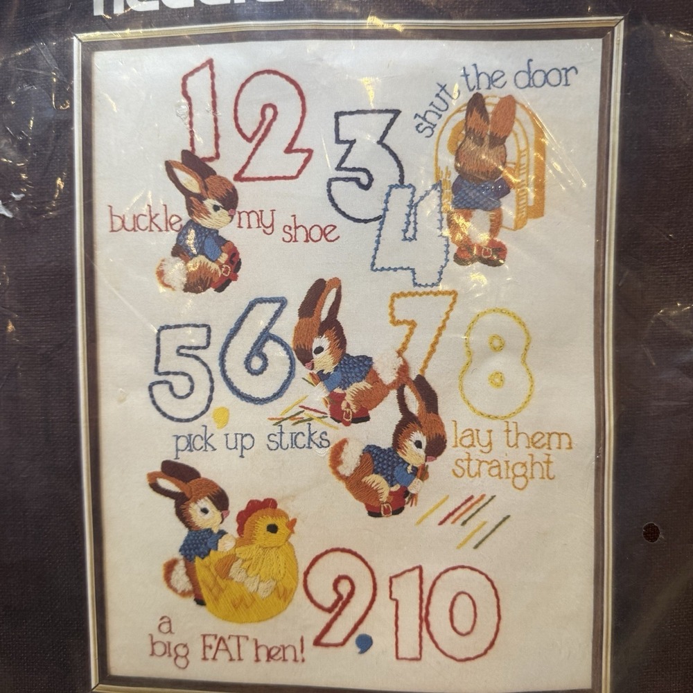 Vintage Bucilla Needlecraft " 1 2 Buckle My Shoe " Sampler 48682 NEW 18x22 - Picture 2 of 8